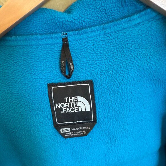 The North Face Jacket Womens Medium Blue Hooded Fleece Zip Denali Yellow - Picture 4 of 5